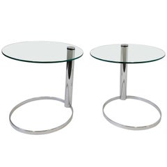 Pair of Chrome and Glass Side Tables by John Mascheroni for Swaim