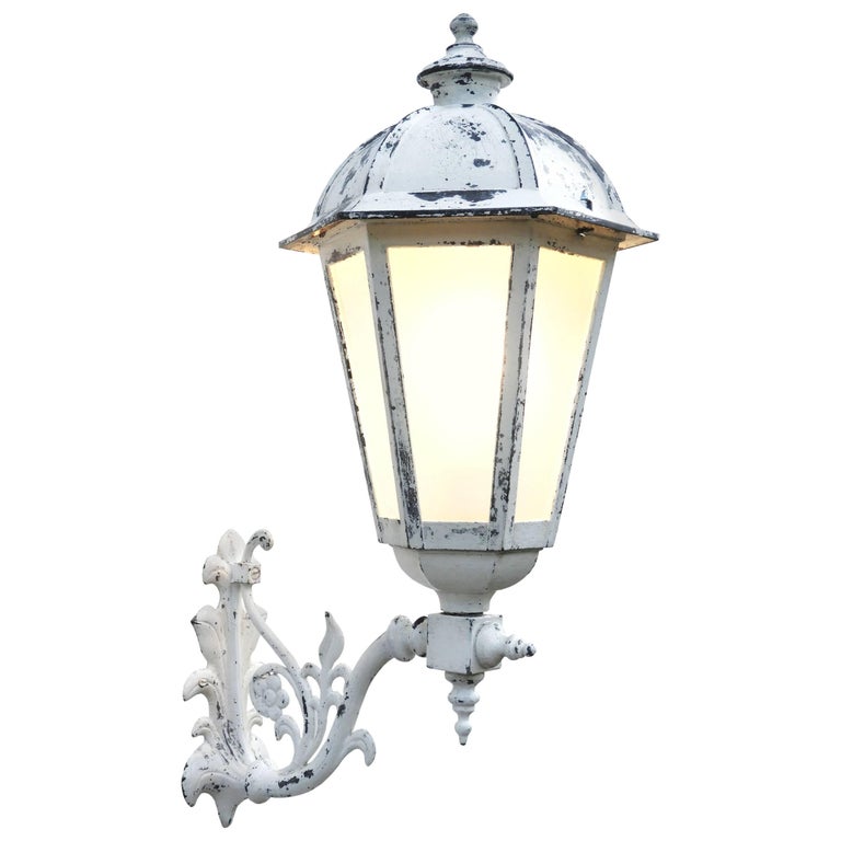 Outdoor Lantern Wall Light French Metal Glass Sconce Exterior Porch at