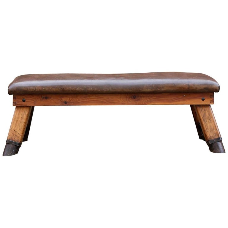 Vintage Leather Gym Bench, 1930s For Sale at 1stDibs