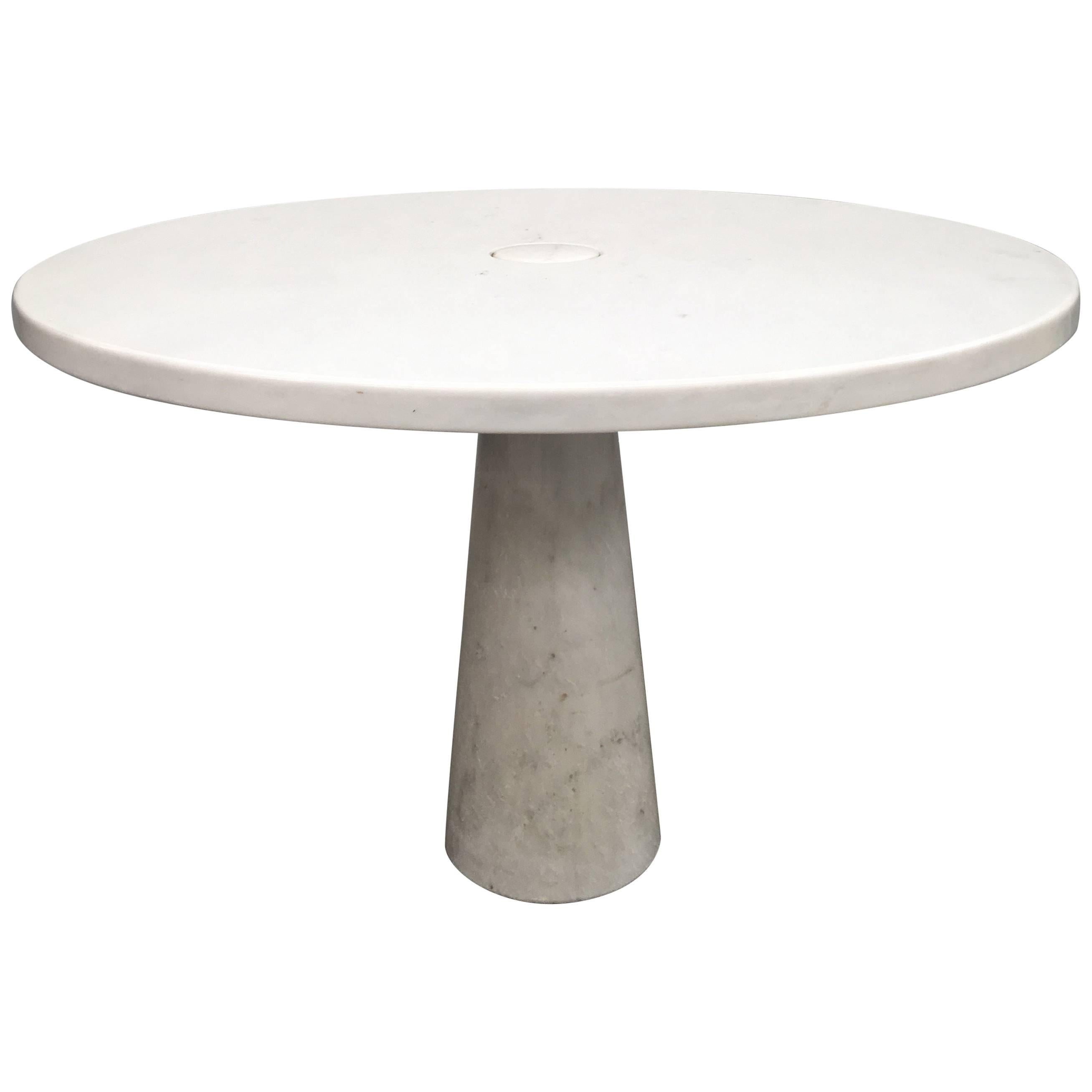 Italian White Marble Centre Table by Angelo Mangiarotti