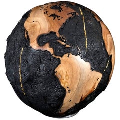 Contemporary Brulee HB Globe with Burnt Finishing with Gold Line Accents, 25cm