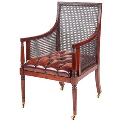 Fine Regency Mahogany Bergere Library Chair