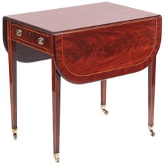 Fine Quality Sheraton Period Inlaid Mahogany Pembroke Table