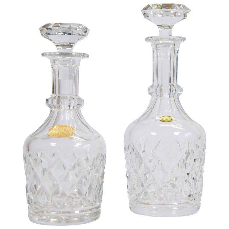 Fine Crystal Glass Decanter with Etched Glass Made by Val Saint Lambert