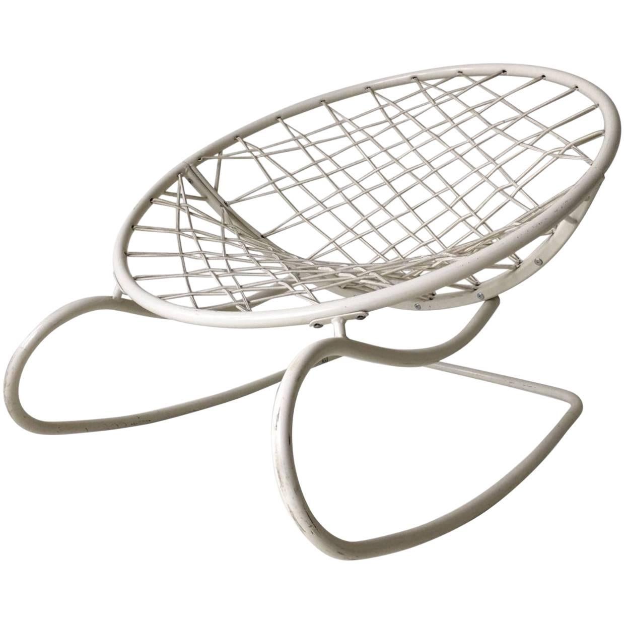 Ikea White Rocking Chair, Lounge Chair, Model Axvall by Niels Gammelgaard, 2002