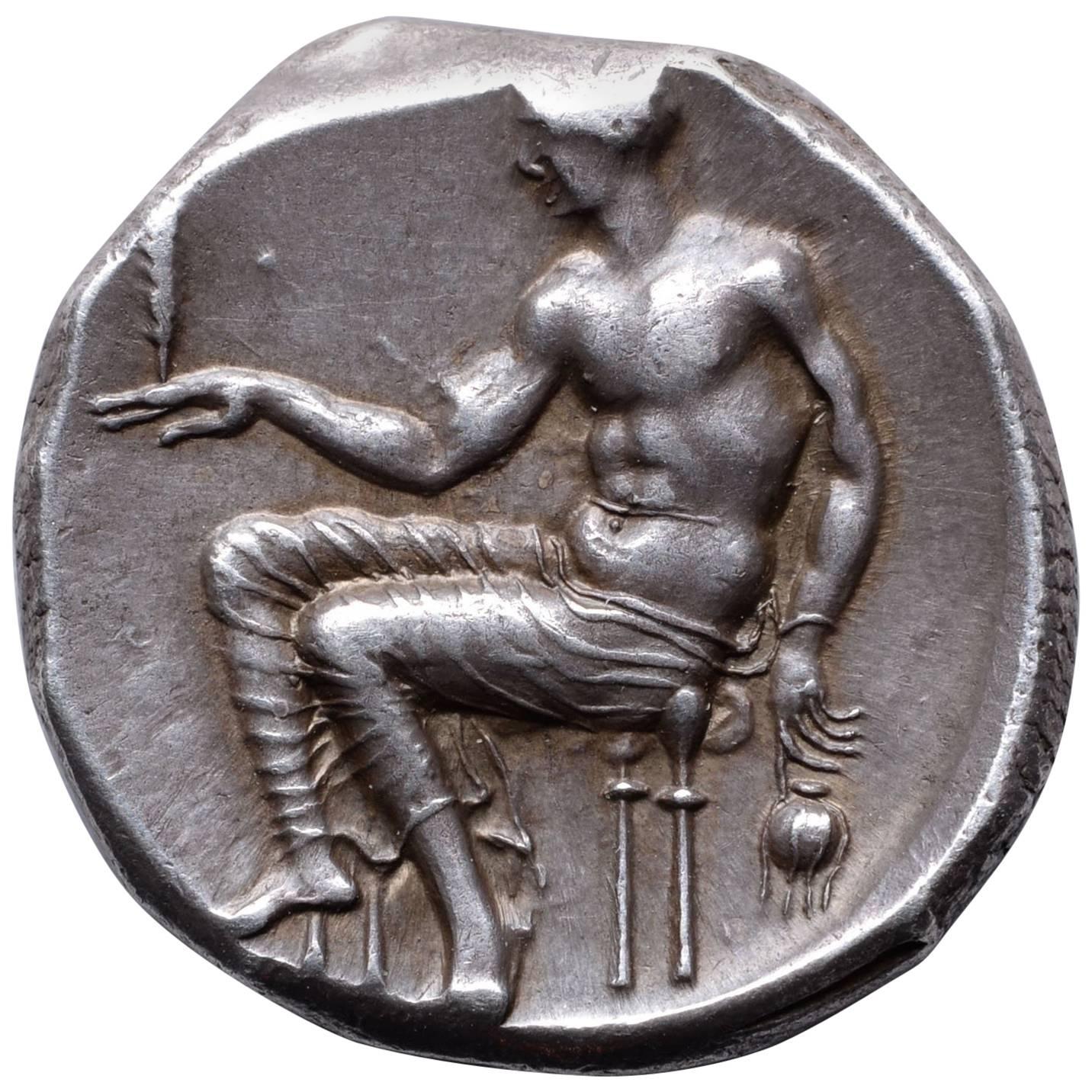 Superb Ancient Classical Greek Silver Didrachm Coin from Taras
