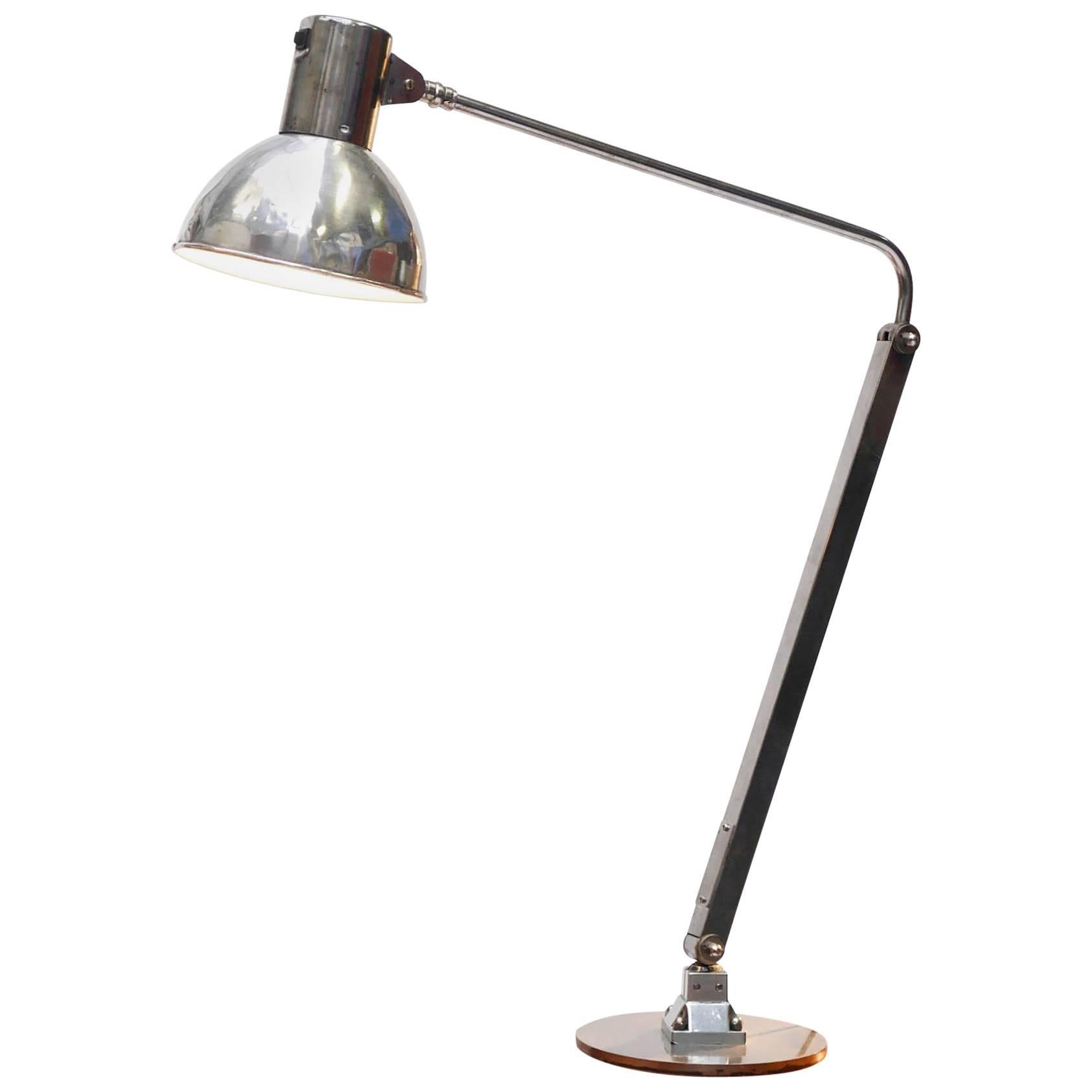 'Long Arm' Lamp, Polished Iron and Aluminium, circa 1950