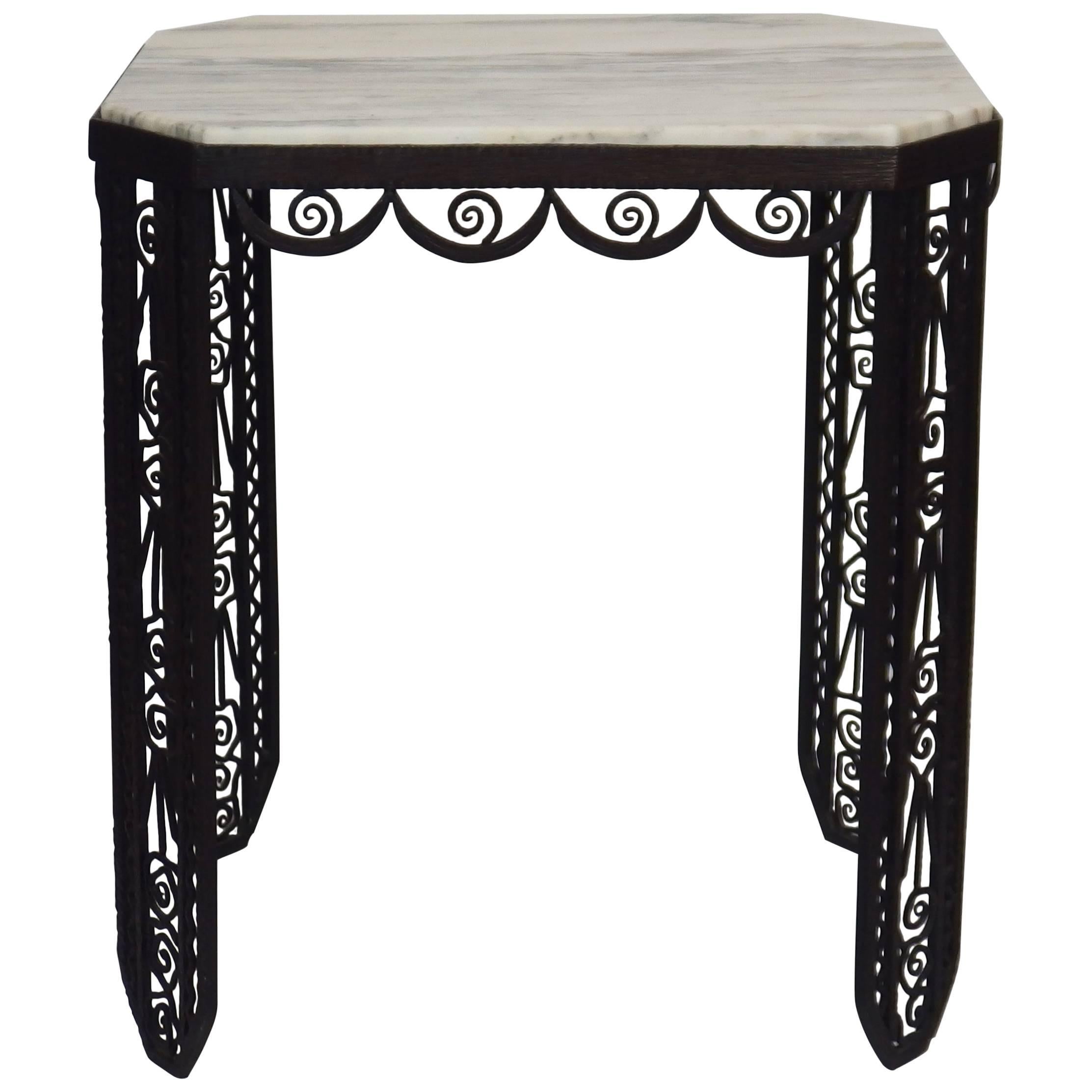Art Deco Wrought Iron Side Table For Sale