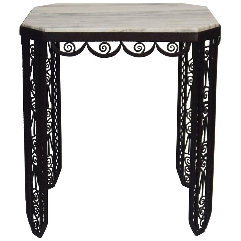 Art Deco Wrought Iron Side Table For Sale at 1stDibs