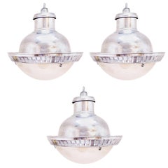 Holophane Paris Ceiling Light, Openwork Hooping, Polished Aluminium, circa 1950