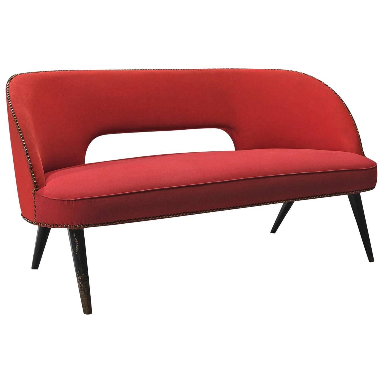 Red Italian Settee, circa 1960