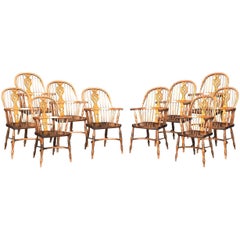 Vintage Set of Ten Windsor Armchairs