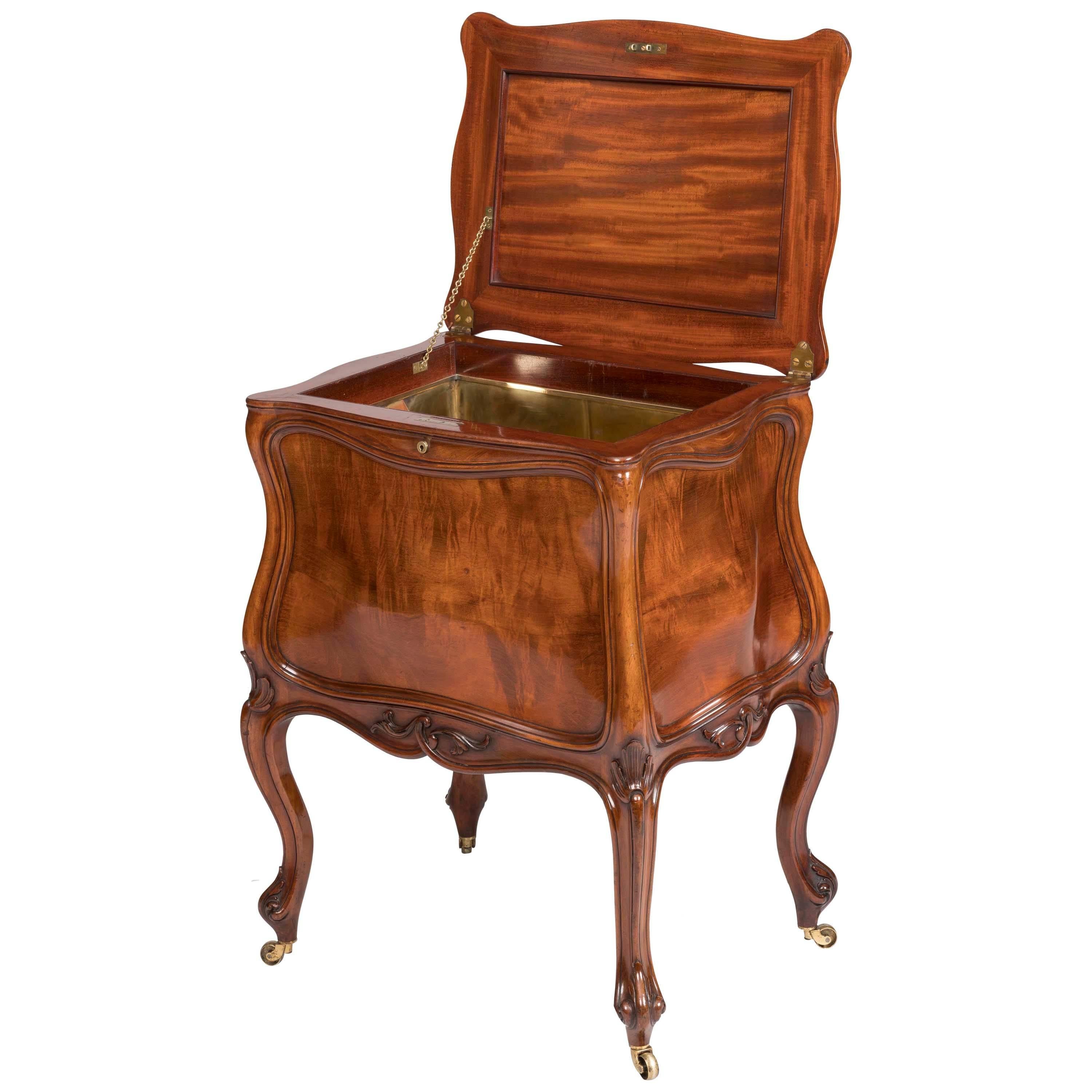 19th Century English Mahogany Bombé Shape Wine Cooler by Holland & Sons For Sale