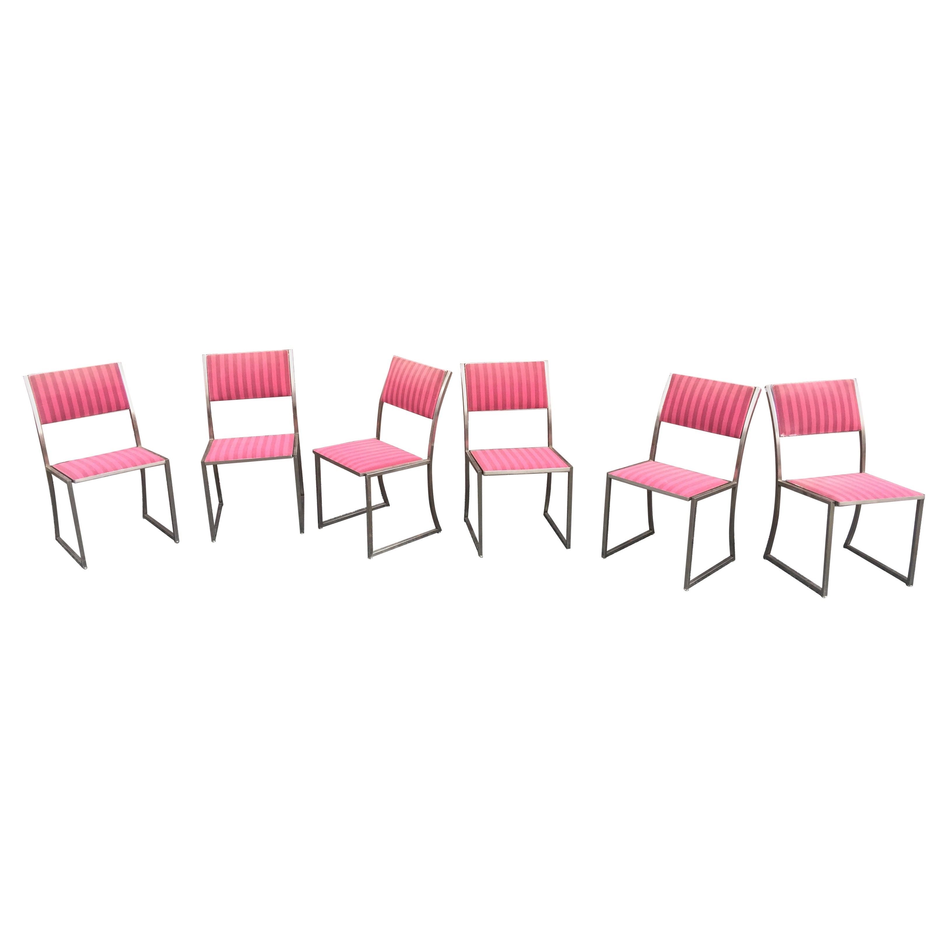 Guy Lefevre for Maison Jansen  Six Chairs in Steel For Sale