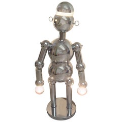 Vintage Torino Large Robot Chrome Lamp, Sculpture