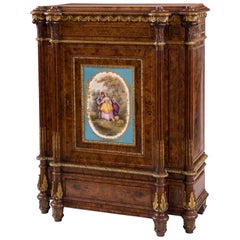 19th Century English Walnut and Ormolu Cabinet with Sèvres Porcelain Plaque