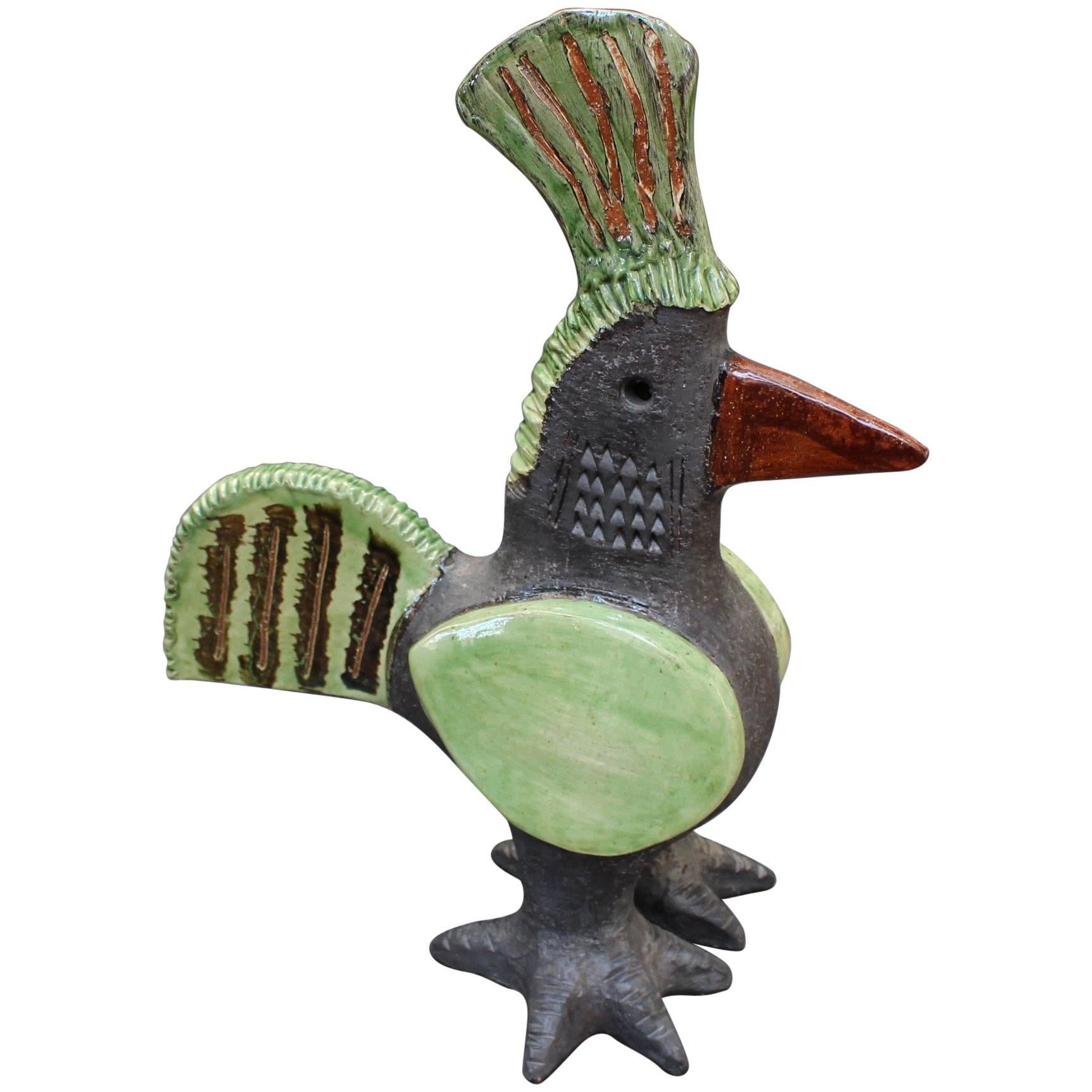 Ceramic French Rooster Sculpture by Dominique Pouchain, circa 1990s