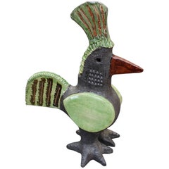 Ceramic French Rooster Sculpture by Dominique Pouchain, circa 1990s