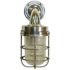 Wall Light "Ganet", Polished Aluminium and Iron, Reeded Glass, circa 1950