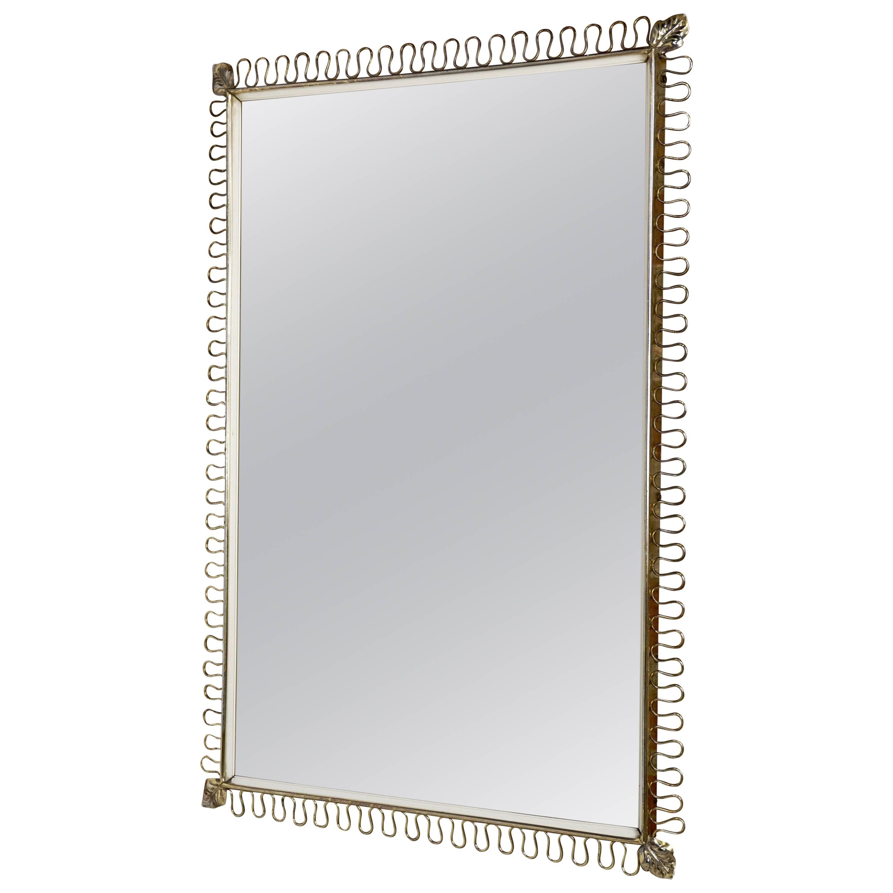 Rectangular Brass Metal Mirror by Josef Frank for Svenskt Tenn, 1950s