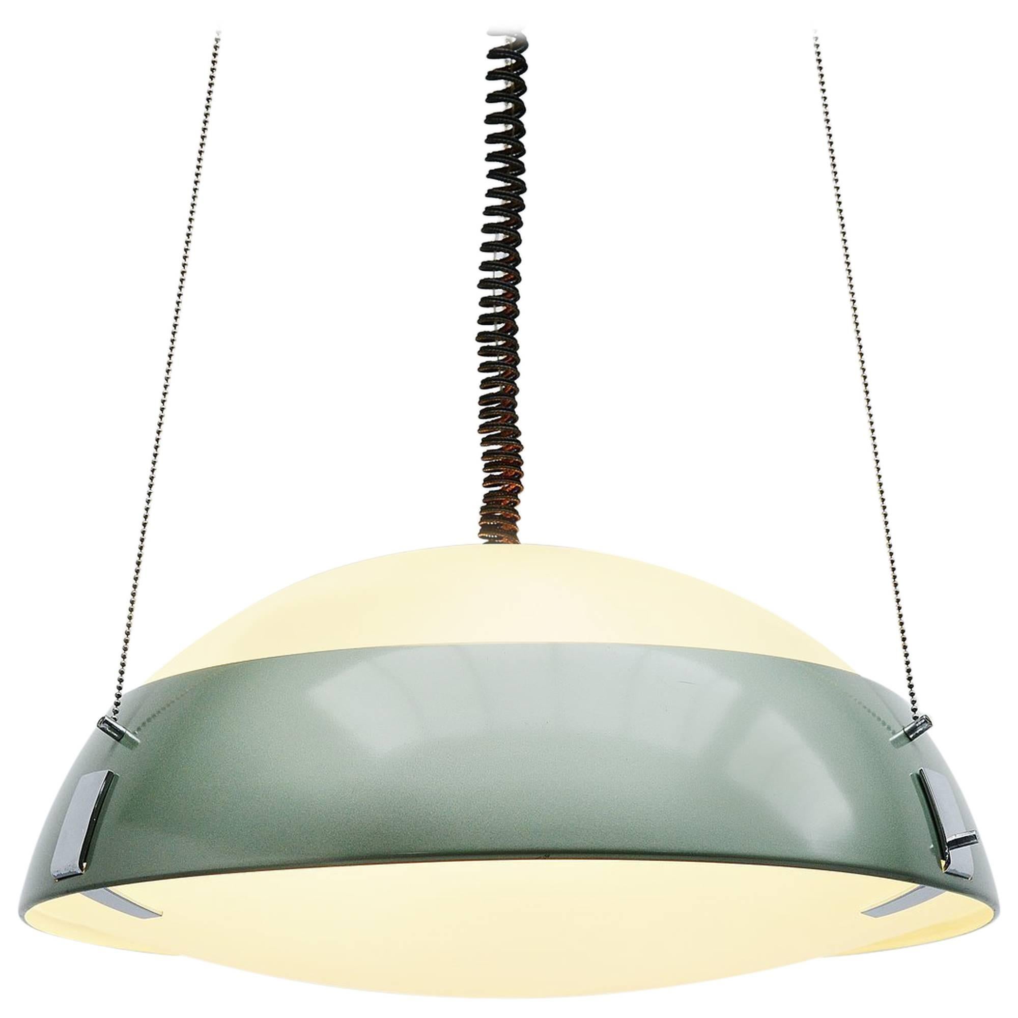 Stilnovo Pendant Lamp Chrome and Glass, Italy, 1965