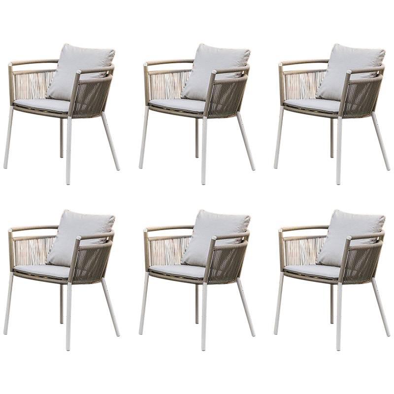 Set aus sechs Sesseln aus geflochtenem Seil und Metall für den Außenbereich im Angebot
