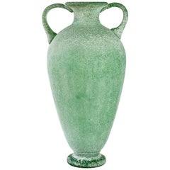 Huge Green 'a Scavo' Murano Glass Amphora or Vase Attributed to Seguso