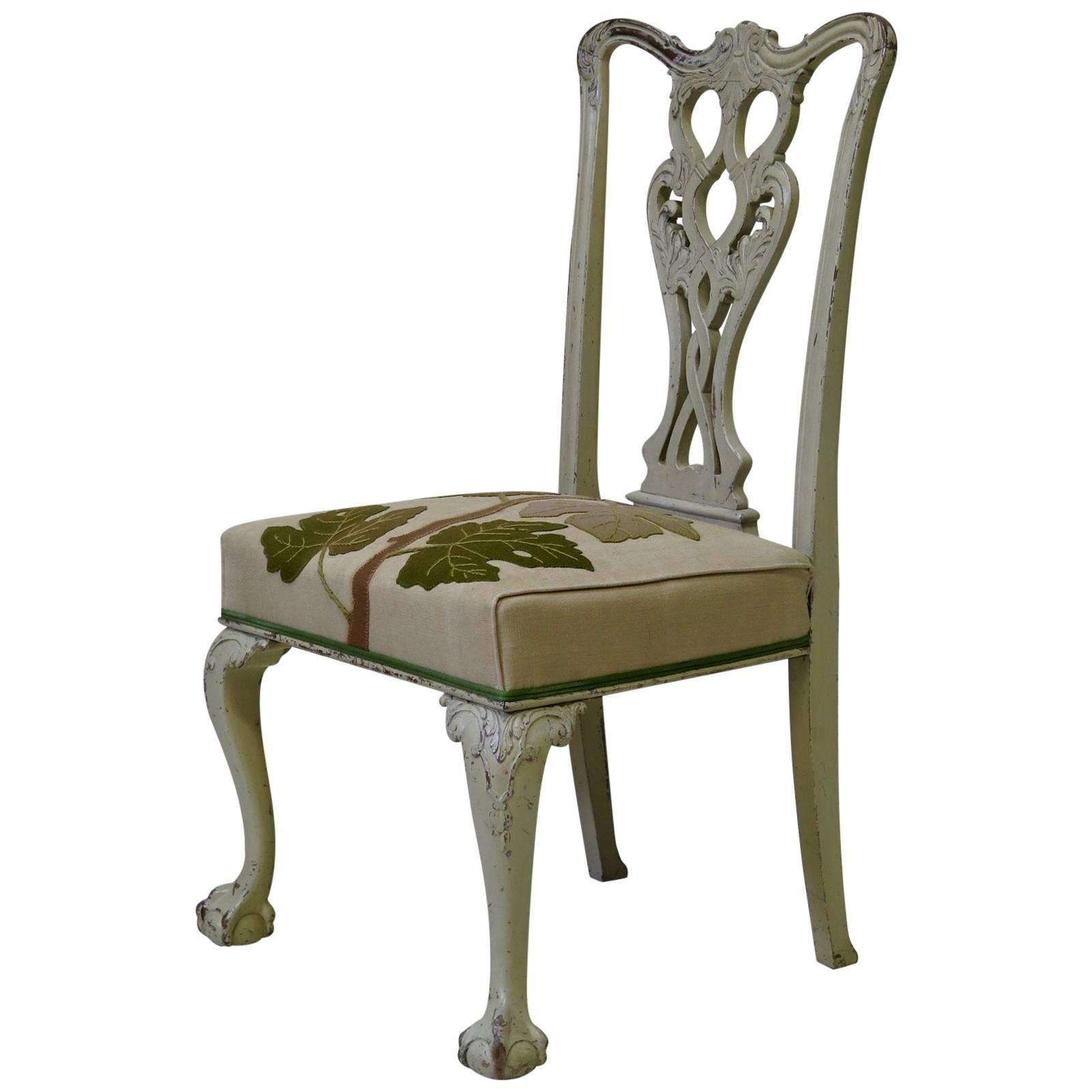 French 19th Century Painted Chippendale Chair For Sale