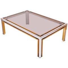 Hollywood regency Romeo Rega Coffee Table in Brass and Chrome