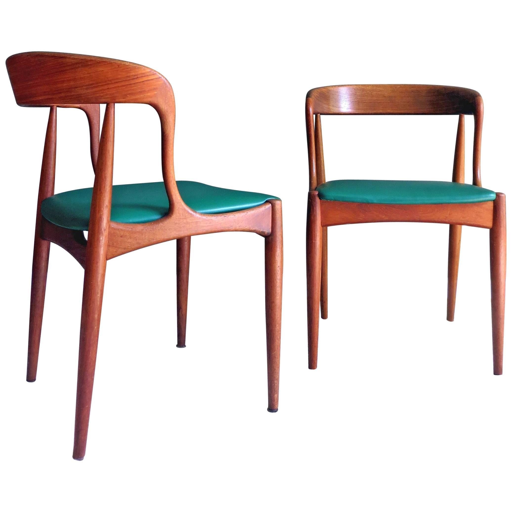 Uldum Denmark Model 16 by Johannes Andersen Dining Teak Chairs , Set of 2, 1960s