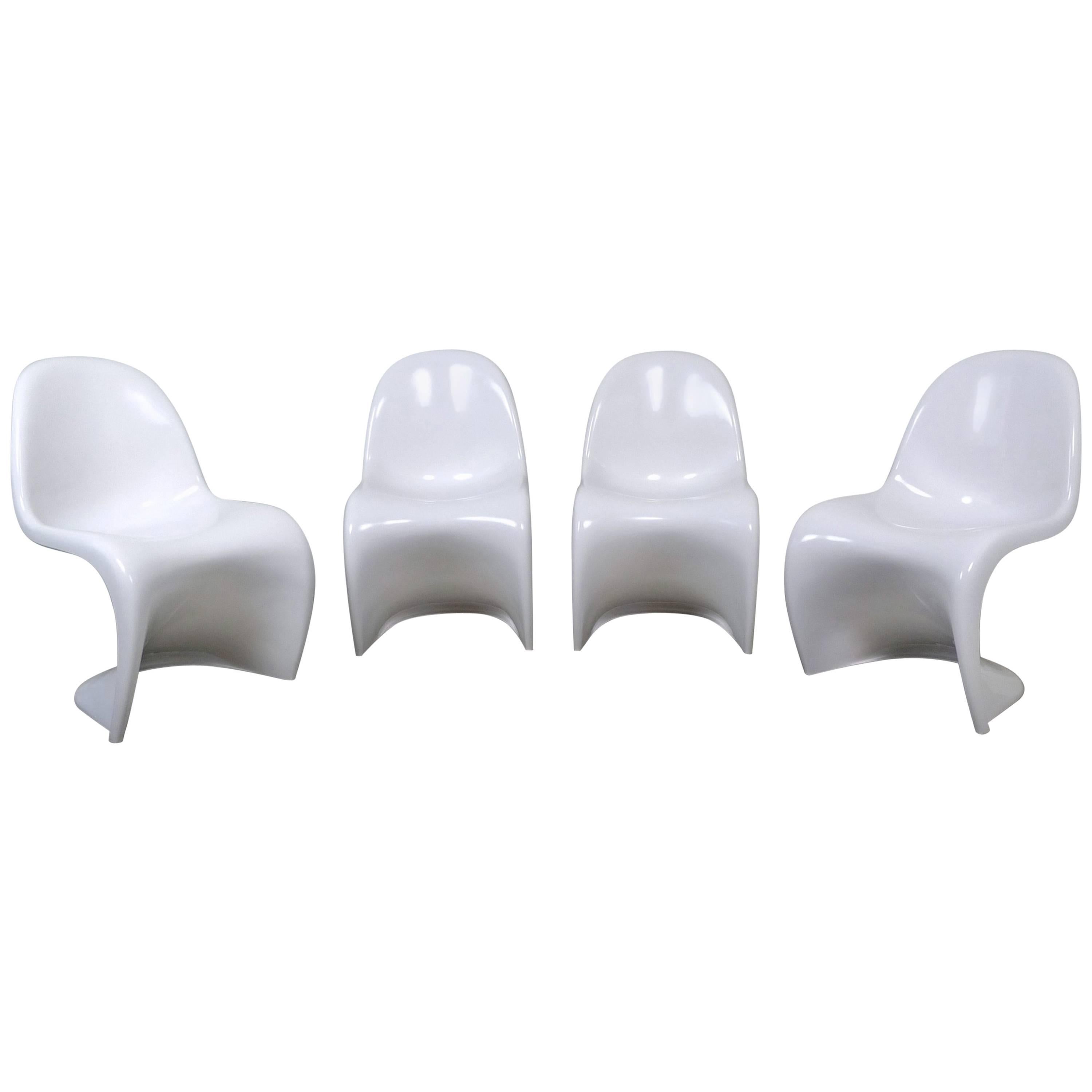 Set of Four White Panton Chairs by Verner Panton for Fehlbaum, Germany, 1971 For Sale