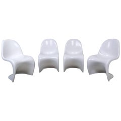 Set of Four White Panton Chairs by Verner Panton for Fehlbaum, Germany, 1971