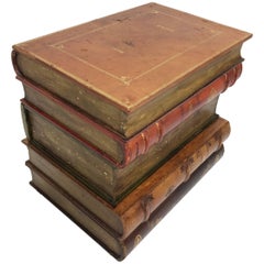 Sarreid Italian Leather Stacked Book Form End Table, circa 1960s