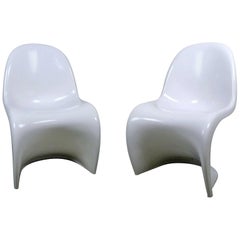 Pair of White Panton Chairs by Verner Panton for Fehlbau from 1971 and 1972