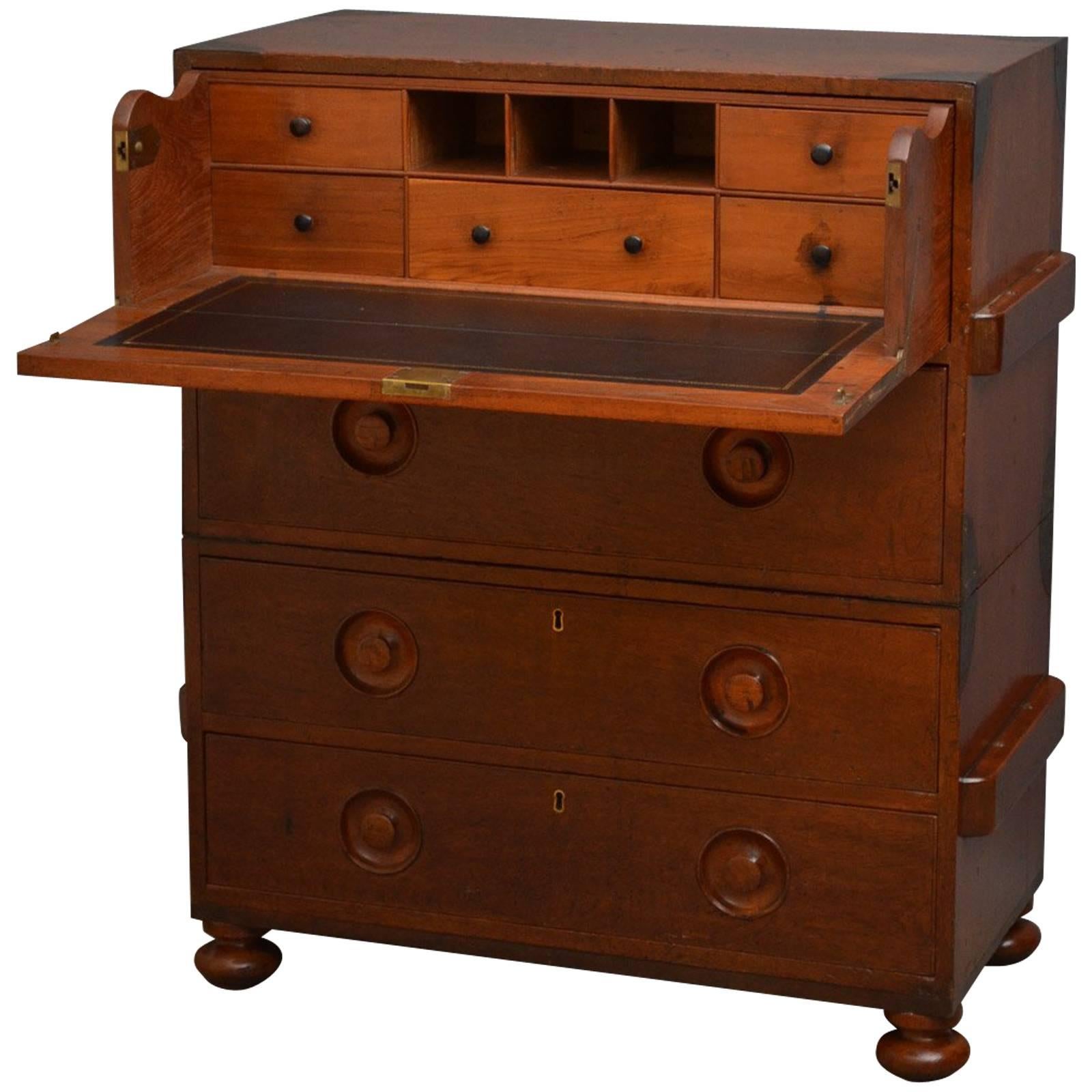 Early 19th Century Military Chest with Secretaire