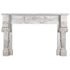 Antique French Carrara Marble Mantelpiece