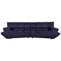 Bretz Cloud 7 Designer Samt Sofa Schwarz Viersitzer Couch Stoff #5099