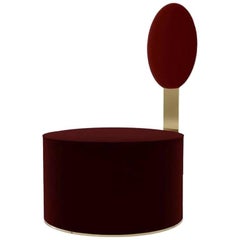 Pop Chair in Satin Brass Finish and Red Burgundy Velvet by Artefatto Bespoke