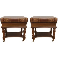 Pair of Matching Wooden Book Stack End Tables Side