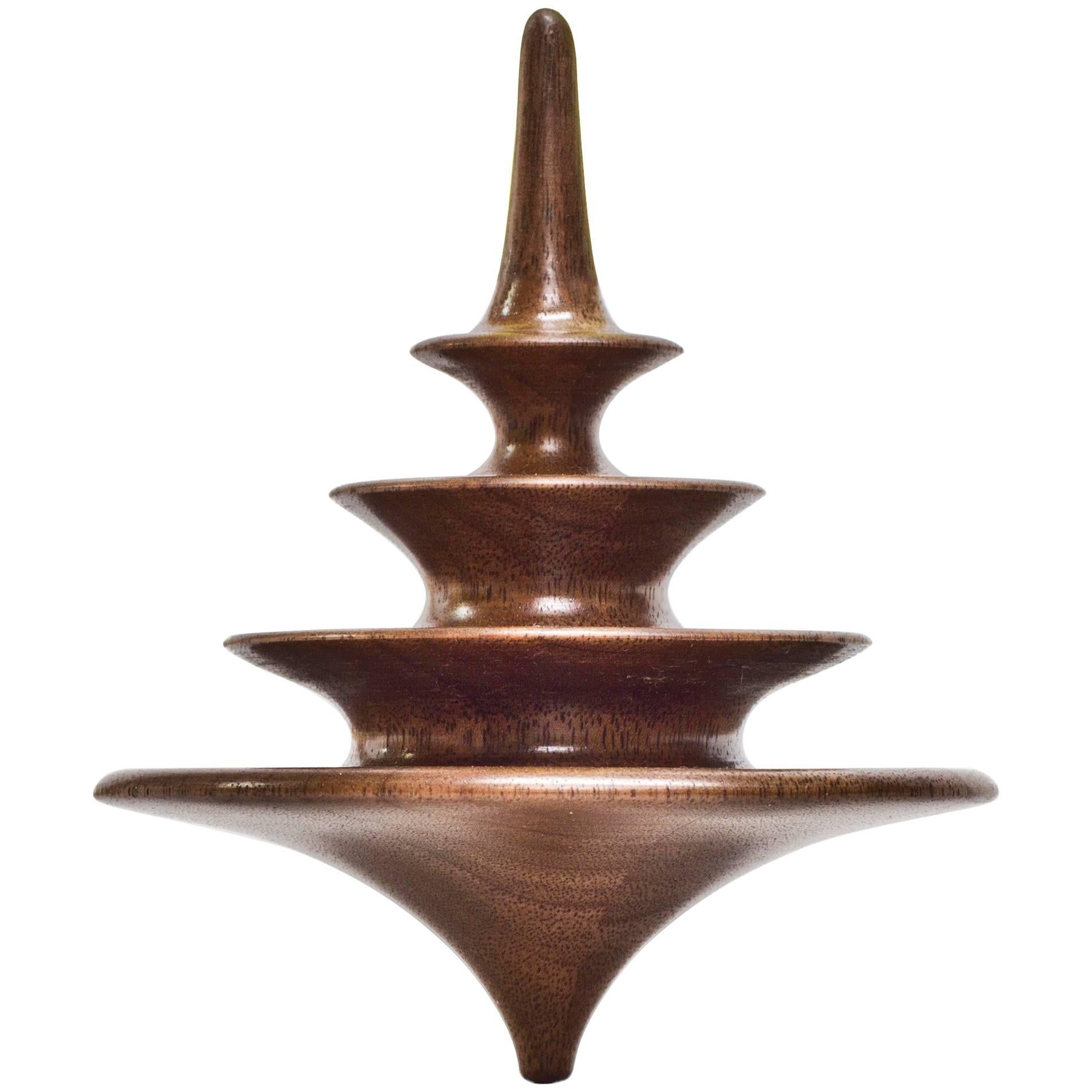 Small Tree Elemental Spinning Top in Oiled Walnut by Alvaro Uribe for Wooda For Sale