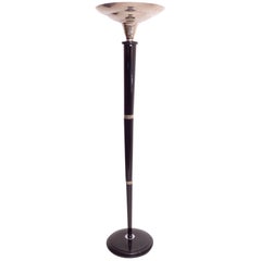 Floor Lamp in Black Lacquer and Nickel, French Art Deco, 1930s
