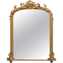 Antique Victorian Giltwood Overmatel Mirror