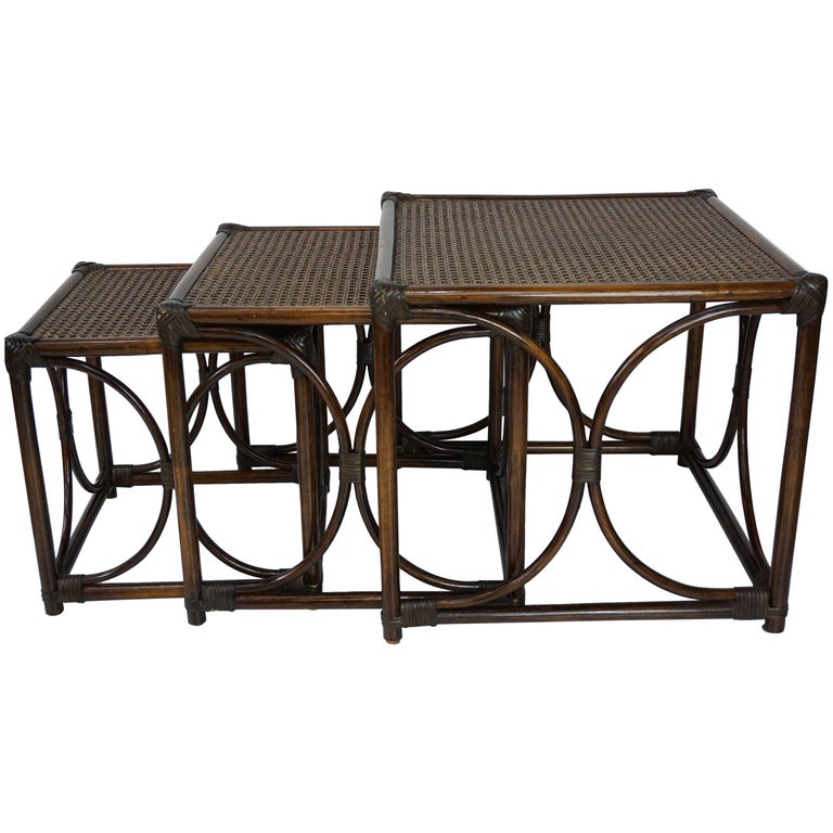 Rattan and Cane Tray Nesting Tables at 1stDibs