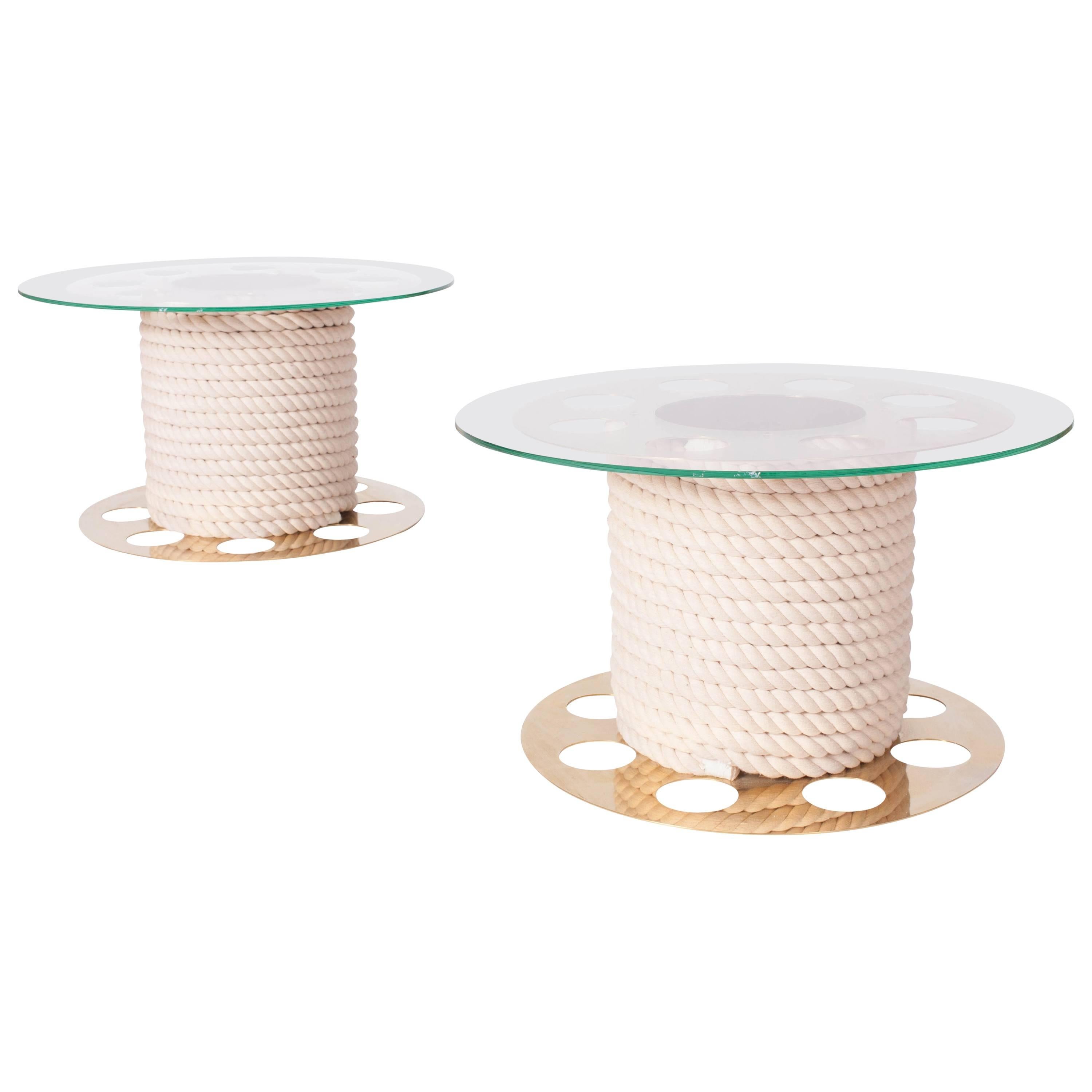Hollywood regency side tables by Paco Rabanne