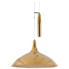 Paavo Tynell Brass Counter Weight Pendant Lamp A1965, Taito Oy, Finland, 1950s