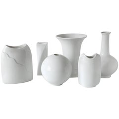 Set of Five White Porcelain Vases Candleholder by M. Fray for Kaiser