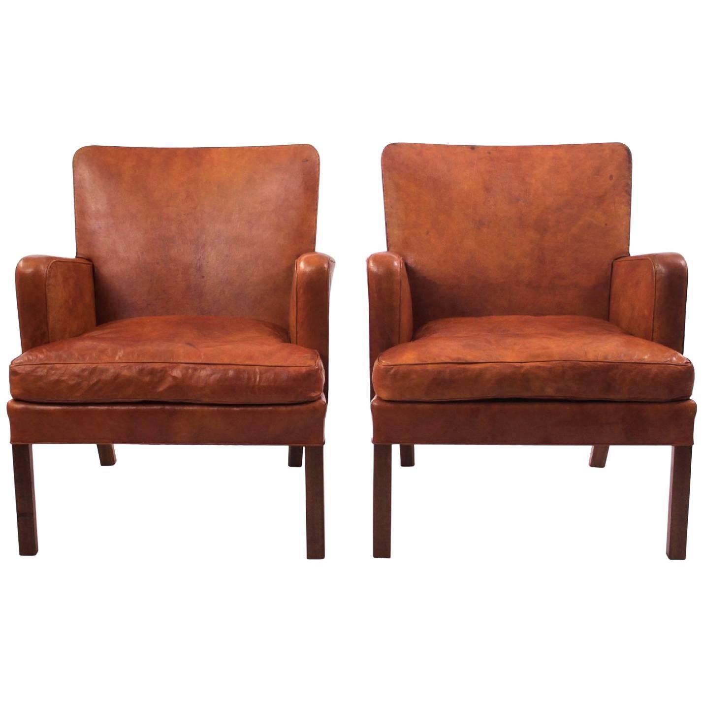 Pair of Kaare Klint Easy Chairs in Niger Leather