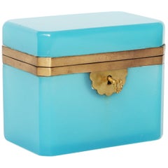 Antique Opaline Glass Box with Key