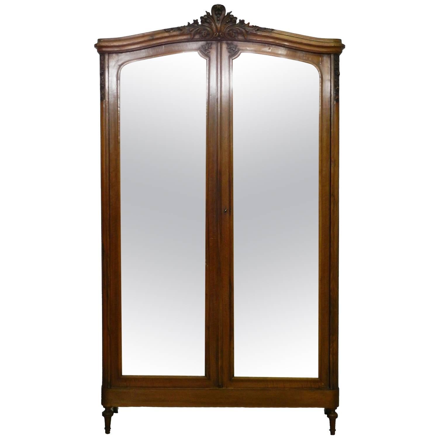French Armoire Late 19th Century Louis Mirror Door Wardrobe Free Ship Option For Sale