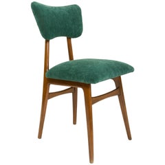 Silla de terciopelo verde oscuro del siglo XX, años 60